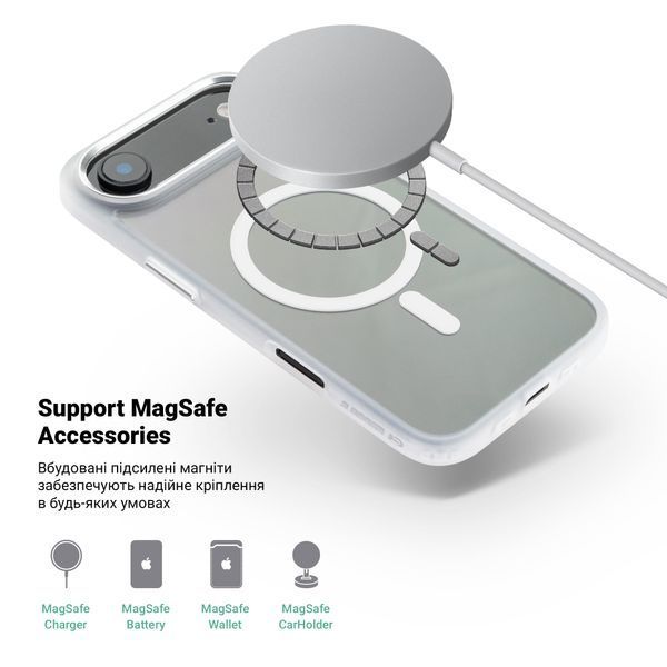Чохол ArmorStandart Unit MagCase для Apple iPhone 17 Air Matte Clear Silver + Orange Button Set (ARM90583) ARM90583 фото
