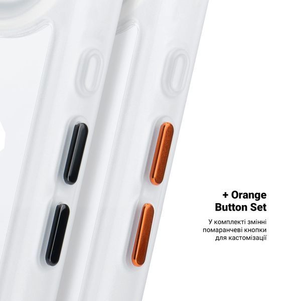 Чохол ArmorStandart Unit MagCase для Apple iPhone 17 Air Matte Clear Silver + Orange Button Set (ARM90583) ARM90583 фото