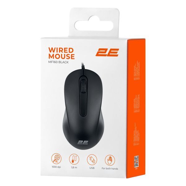 Миша 2E MF160, USB-A, чорний 2E-MF160UB фото