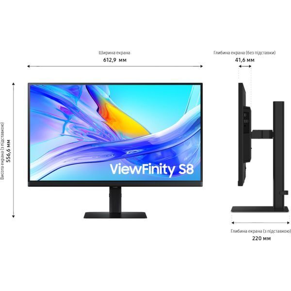 Монітор SAMSUNG IPS 4K 27",3840*2160,60 Гц,USB-C LS27H804UAIXUA (LS27H804UAIXUA) LS27H804UAIXUA фото