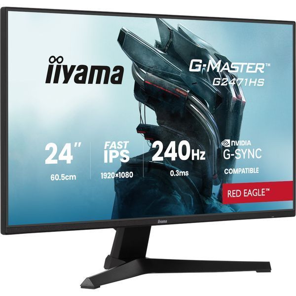 Монітор IIYAMA 23.8" 16:9 ігровий IPS РК , 1920х1080, 0.3 мс (MPRT), 240 Гц, 350 кд/м2, AdaptiveSync/G-Sync, G2471HS-B1 (G2471HS-B1) G2471HS-B1 фото