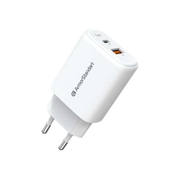 Зарядний пристрій ArmorStandart AR-T202WEU 20W GaN USB-C+ USB-A White (ARM89531) ARM89531 фото