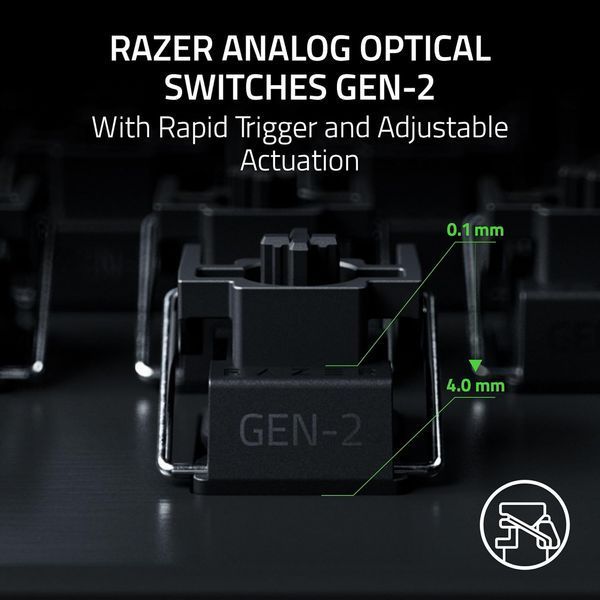 Клавіатура механічна Razer Huntsman V3 Pro TKL 8KHz, 84key, Analog Optical Switch Gen-2, USB-A, EN, RGB, чорний RZ03-05520100-R3M1 фото