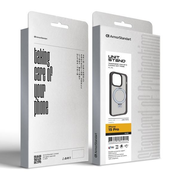 Чохол ArmorStandart Unit Stand для Apple iPhone 15 Pro Black (ARM70576) ARM70576 фото