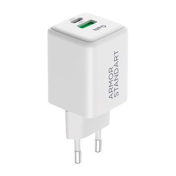 Мережевий зарядний пристрій ArmorStandart AR371 30W GaN Type-C + USB-A White (ARM77549) ARM77549 фото