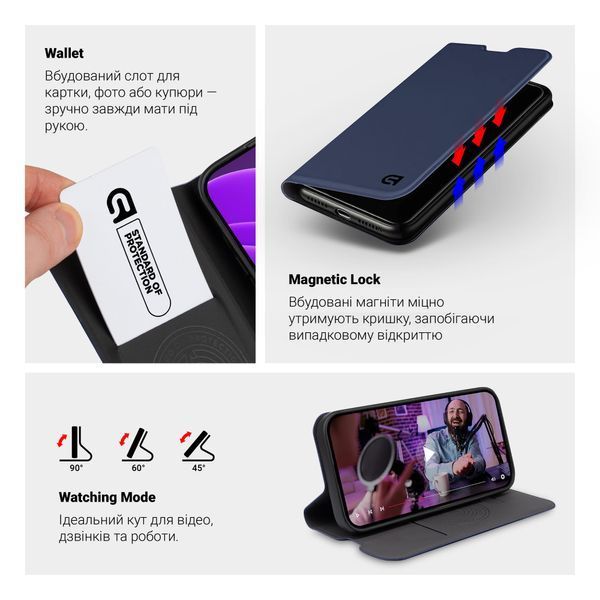 Чохол-книжка ArmorStandart OneFold Case для Apple iPhone 16 Dark Blue (ARM79522) ARM79522 фото