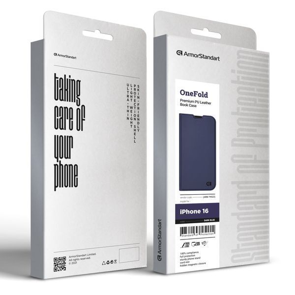 Чохол-книжка ArmorStandart OneFold Case для Apple iPhone 16 Dark Blue (ARM79522) ARM79522 фото