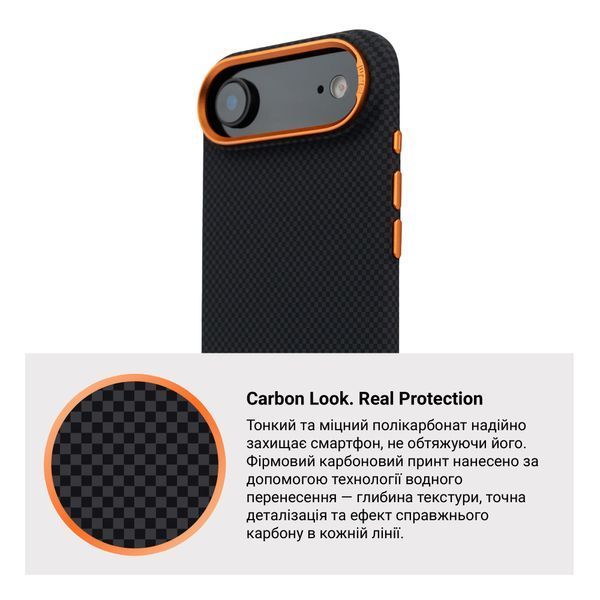 Чохол ArmorStandart LikeCarbon2 SE MagCase для Apple iPhone 17 Air Kevlar Black Orange (ARM89166) ARM89166 фото