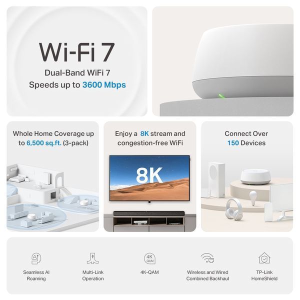 Мережеве обладнання TP-LINK Домашня Mesh система Wi-Fi 7 , Deco BE22(3 -pack) Deco BE22(3-pack) (Deco BE22(3-pack)) Deco BE22(3-pack) фото
