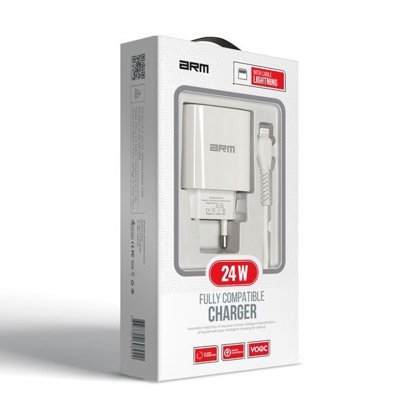 Мережевий зарядний пристрій ArmorStandart AR012 1хUSB 24W with Lightning cable White (ARM69894) ARM69894 фото