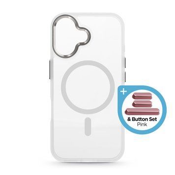 Чохол ArmorStandart Unit MagCase для Apple iPhone 17 Matte Clear Silver + Pink Button Set (ARM90580) ARM90580 фото