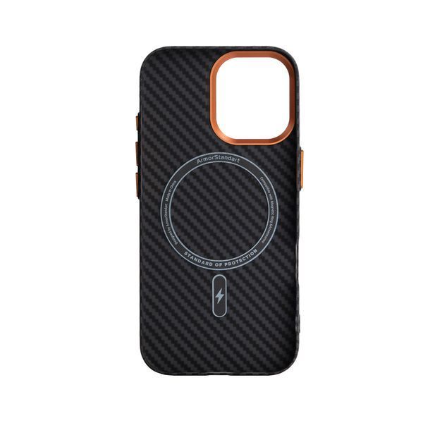 Чохол ArmorStandart LikeCarbon2 SE MagCase для Apple iPhone 17 Black Orange (ARM89160) ARM89160 фото