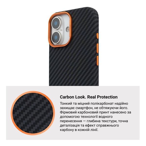 Чохол ArmorStandart LikeCarbon2 SE MagCase для Apple iPhone 17 Black Orange (ARM89160) ARM89160 фото