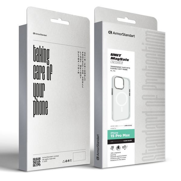 Чохол ArmorStandart Unit MagSafe для Apple iPhone 15 Pro Max Matte Clear Silver (ARM69350) ARM69350 фото