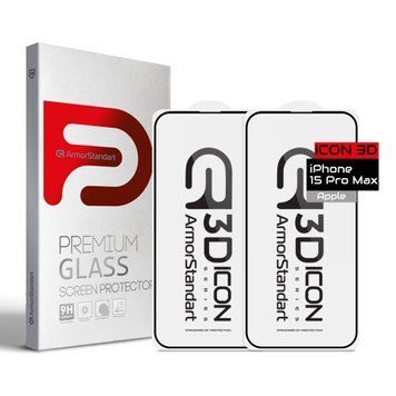 Набір захисних стекол ArmorStandart Icon 3D для iPhone 15 Pro Max Black 2шт (ARM74271) ARM74271 фото